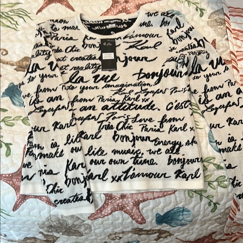 Karl Lagerfeld Script Print Sweater